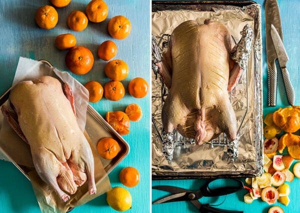 The Best Slow Roast Duck (A recipe from a chef) - The duck is stuffed with citrus, then slow cooked until the meat is falling off the bones and the skin perfectly crisped. | omnivorescookbook.com