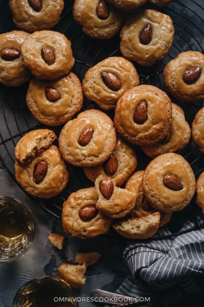 Chinese almond cookies close up
