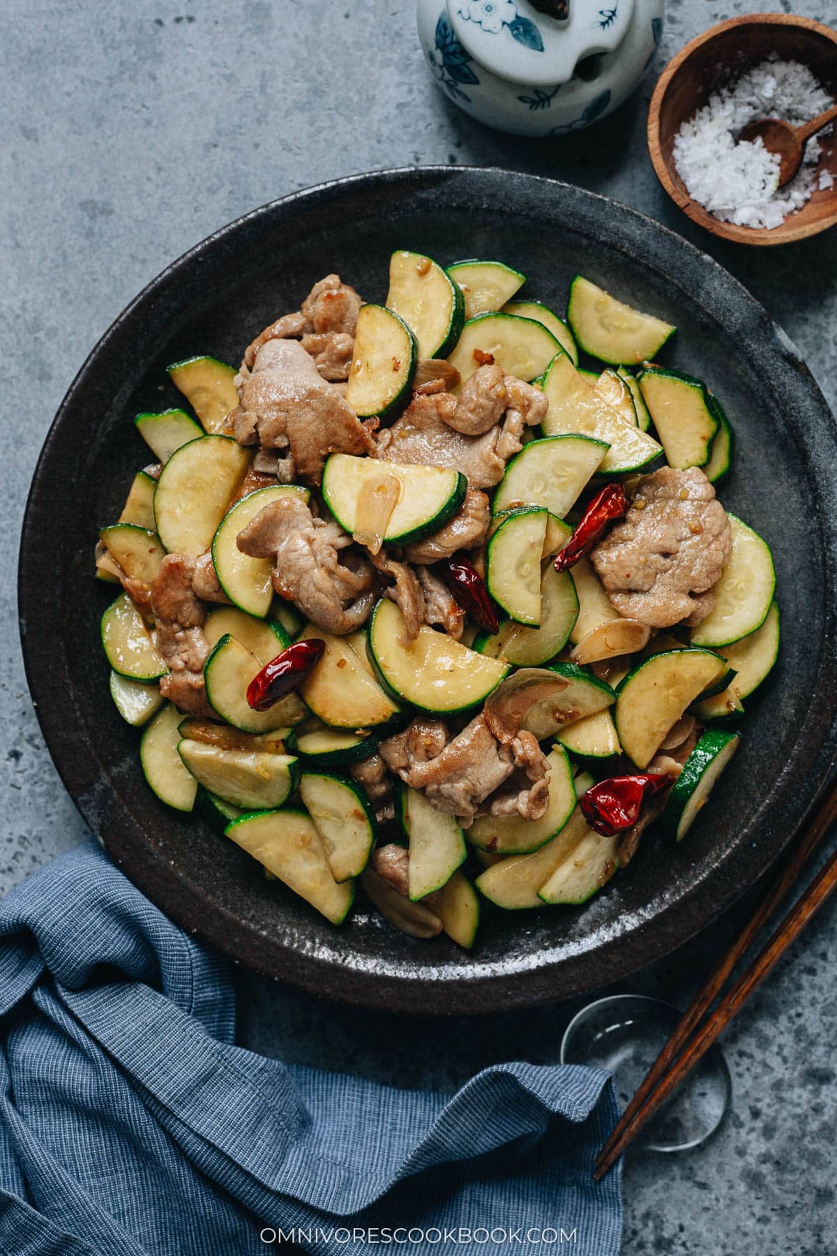 Chinese zucchini and pork stir fry